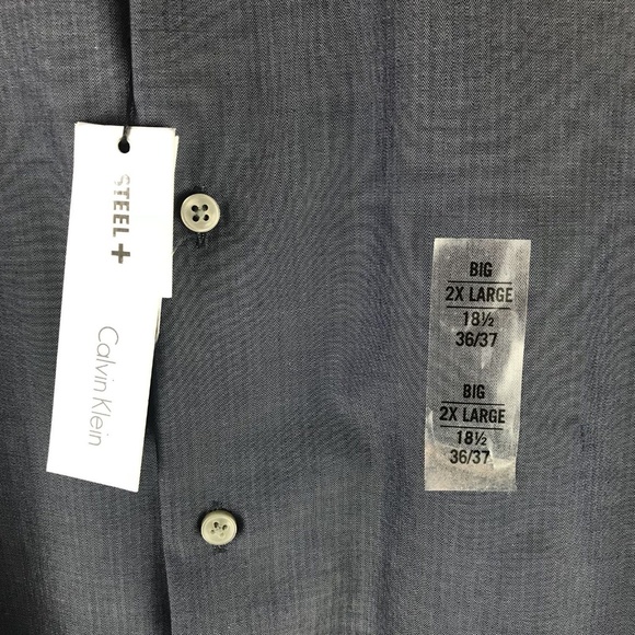 Calvin Klein Steel Non Iron Smoky Blue Long Sleeve - Picture 5 of 7